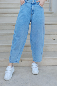 Bol Kesim Kot Pantolon Açık Mavi
