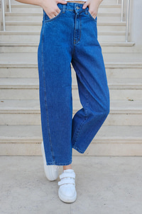 Bol Kesim Kot Pantolon Koyu Mavi