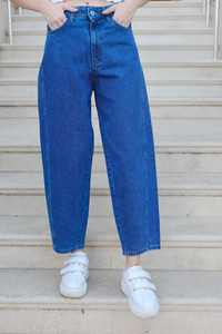 Bol Kesim Kot Pantolon Koyu Mavi