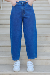 Bol Kesim Kot Pantolon Koyu Mavi