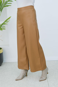 Bol Paça Deri Pantolon Vizon