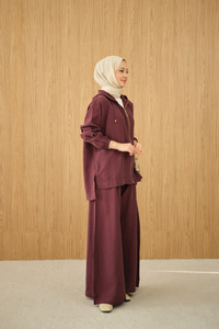 Bol Paça Fermuarlı Takım Bordo