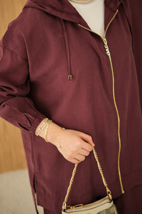 Bol Paça Fermuarlı Takım Bordo