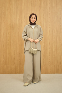 Bol Paça Fermuarlı Takım Küf Yeşil