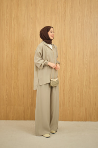 Bol Paça Fermuarlı Takım Küf Yeşil