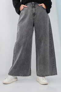 Bol Paça Kot Pantolon Füme