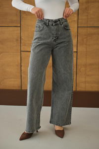 Bol Paça Palazzo Pantolon Açık Gri