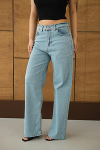 Bol Paça Palazzo Pantolon Buz Mavi