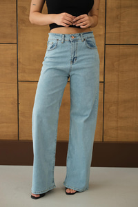 Bol Paça Palazzo Pantolon Buz Mavi