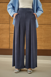 Bol Paça Pantolon İndigo Mavi