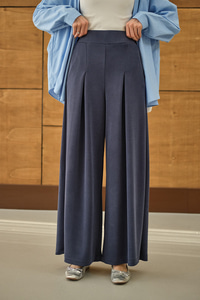 Bol Paça Pantolon İndigo Mavi