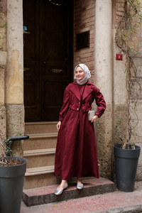 Bolero Detaylı Sıfır Kol Elbise Bordo