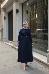 Bolero Detaylı Sıfır Kol Elbise Lacivert