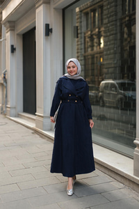 Bolero Detaylı Sıfır Kol Elbise Lacivert