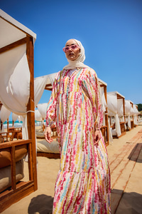 Boncuk Desen Elbise Pembe