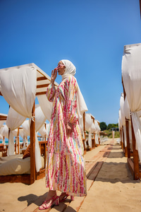 Boncuk Desen Elbise Pembe