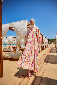 Boncuk Desen Elbise Pembe