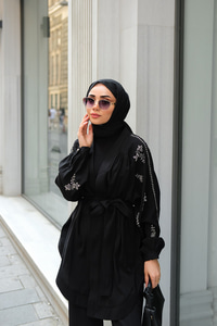 Boncuk İşlemeli Ceket Siyah