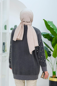 Boncuk Ve İnci Detay Tunik Gri