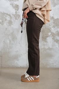 Boru Paça Fularlı Pantolon Kahverengi