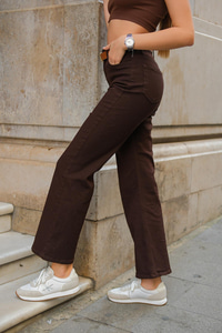 Boru Parça Kot Pantolon Kahverengi