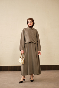 Breeze Gömlekli Elbise Haki Yeşil