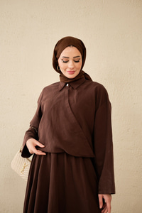 Breeze Gömlekli Elbise Kahverengi