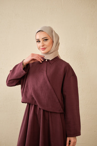 Breeze Gömlekli Elbise Mürdüm