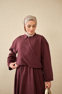 Breeze Gömlekli Elbise Mürdüm