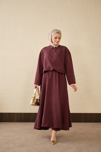 Breeze Gömlekli Elbise Mürdüm