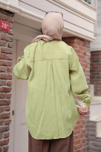 Brit Düğme Detaylı Gömlek Küf Yeşil