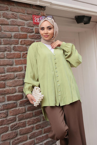 Brit Düğme Detaylı Gömlek Küf Yeşil