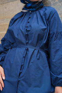 Brit Düğme Detaylı Gömlek Lacivert