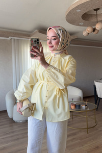 Brit Düğme Detaylı Gömlek Sarı