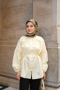 Brit Düğme Detaylı Gömlek Sarı