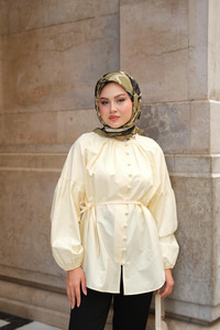 Brit Düğme Detaylı Gömlek Sarı