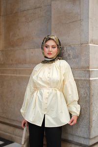 Brit Düğme Detaylı Gömlek Sarı