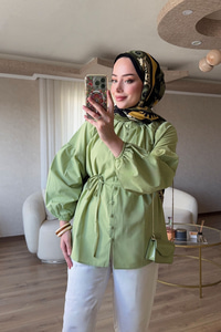 Brit Düğme Detaylı Gömlek Yeşil