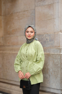 Brit Düğme Detaylı Gömlek Yeşil