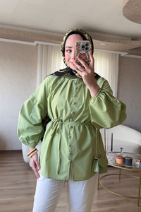 Brit Düğme Detaylı Gömlek Yeşil
