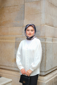 Brit Düğme Detaylı Vual Gömlek Beyaz