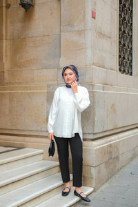 Brit Düğme Detaylı Vual Gömlek Beyaz