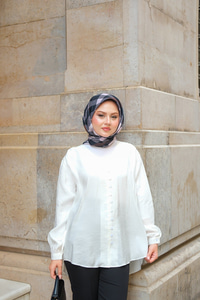 Brit Düğme Detaylı Vual Gömlek Beyaz