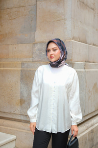 Brit Düğme Detaylı Vual Gömlek Beyaz