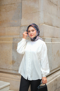 Brit Düğme Detaylı Vual Gömlek Beyaz