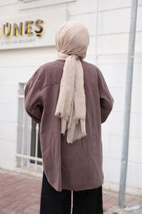 Brit Düğme Detaylı Vual Gömlek Kahverengi