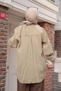 Brit Düğme Detaylı Vual Gömlek Küf Yeşil