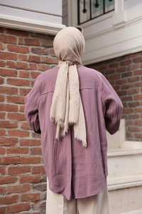 Brit Düğme Detaylı Vual Gömlek Mürdüm