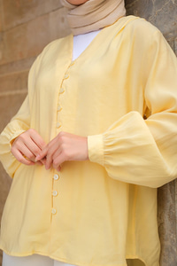 Brit Düğme Detaylı Vual Gömlek Sarı