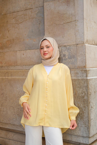 Brit Düğme Detaylı Vual Gömlek Sarı